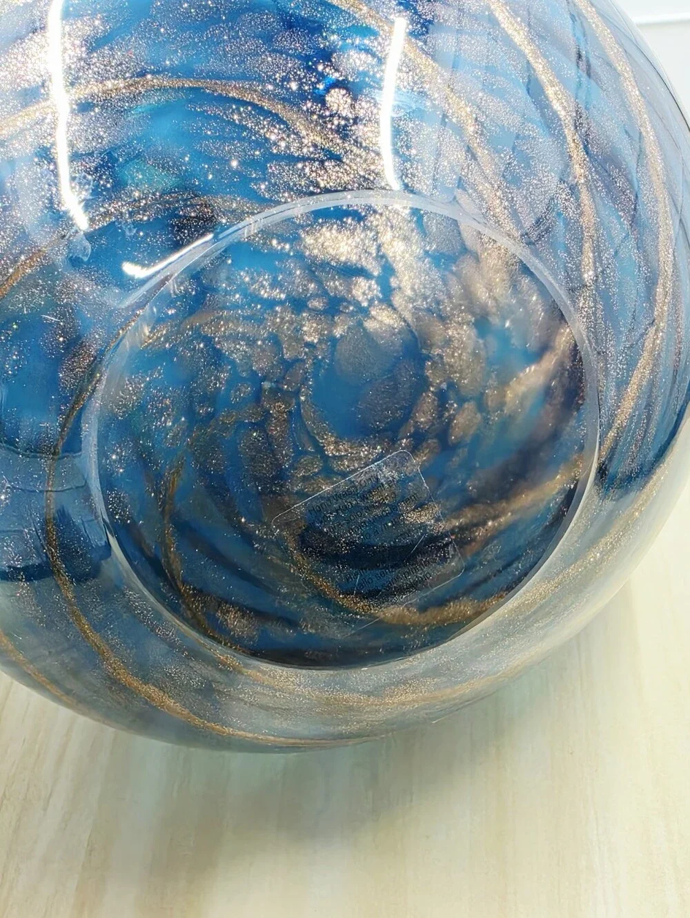 Lenox Seaview Swirl Blue Crystal Bottle Vase Gold Glitter IOB